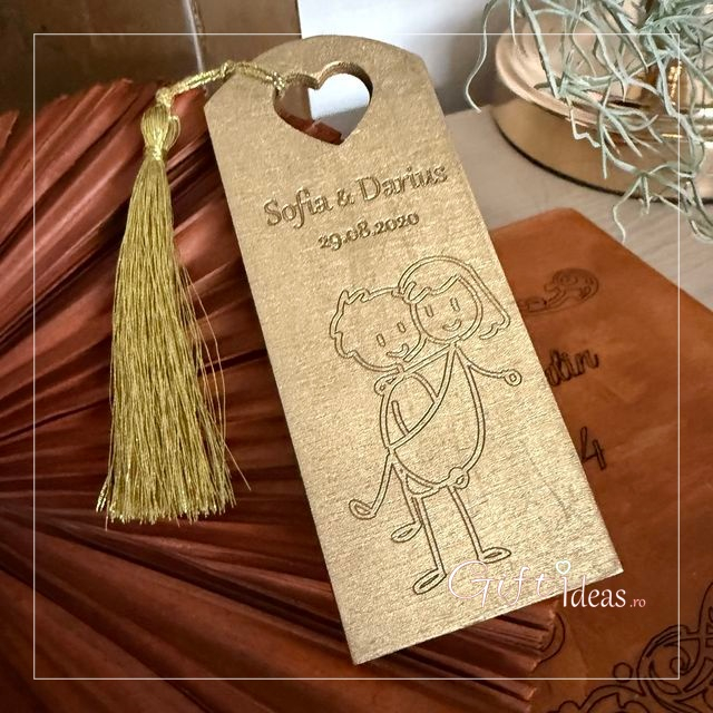 Marturie nuntă personalizata, semn de carte, figurine haioase Mire Mireasa [3]