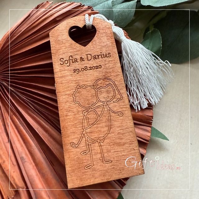 Marturie nuntă personalizata, semn de carte, figurine haioase Mire Mireasa [2]