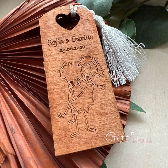 Marturie nuntă personalizata, semn de carte, figurine haioase Mire Mireasa [6]