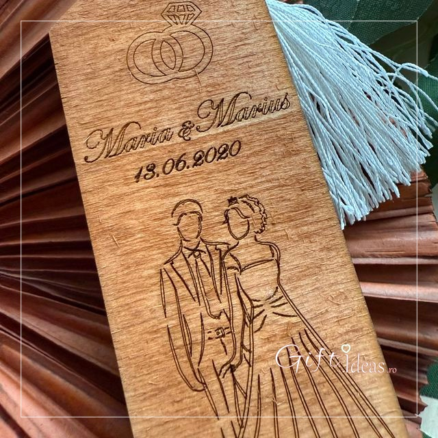 Marturie personalizata nunta, cadou invitati, semn de carte Mire Mireasa [5]