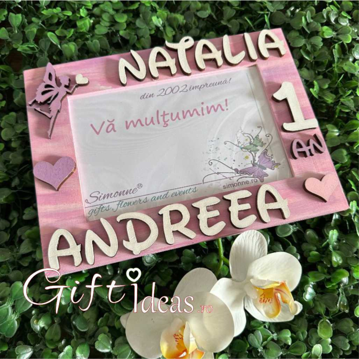 Ramă Foto din Lemn Personalizată cu Nume – Tematica Zâne Bune [3]