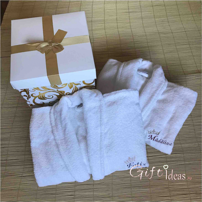 Set cadou halate baie personalizate Queen and King [2]
