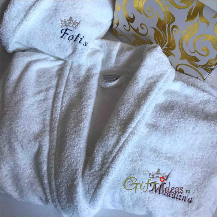 Set cadou halate baie personalizate Queen and King [3]