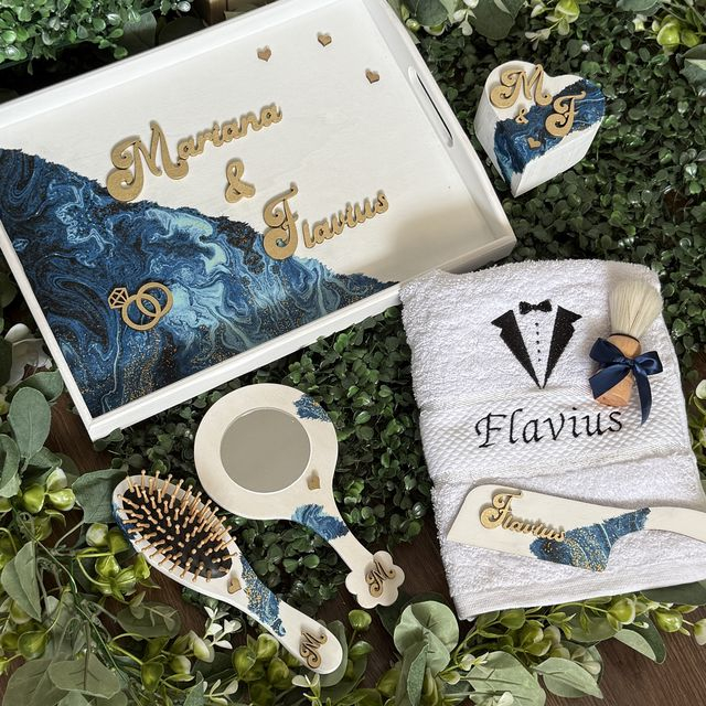 Set mixt personalizat nunta, gatit Mire Mireasa, Galazio [6]