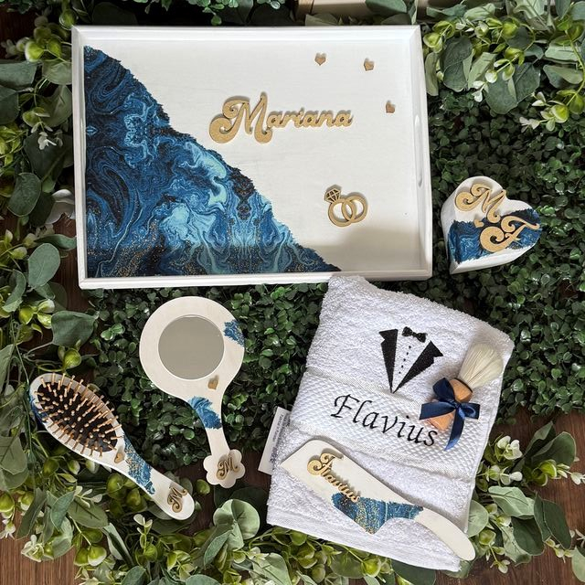 Set mixt personalizat nunta, gatit Mire Mireasa, Galazio [3]