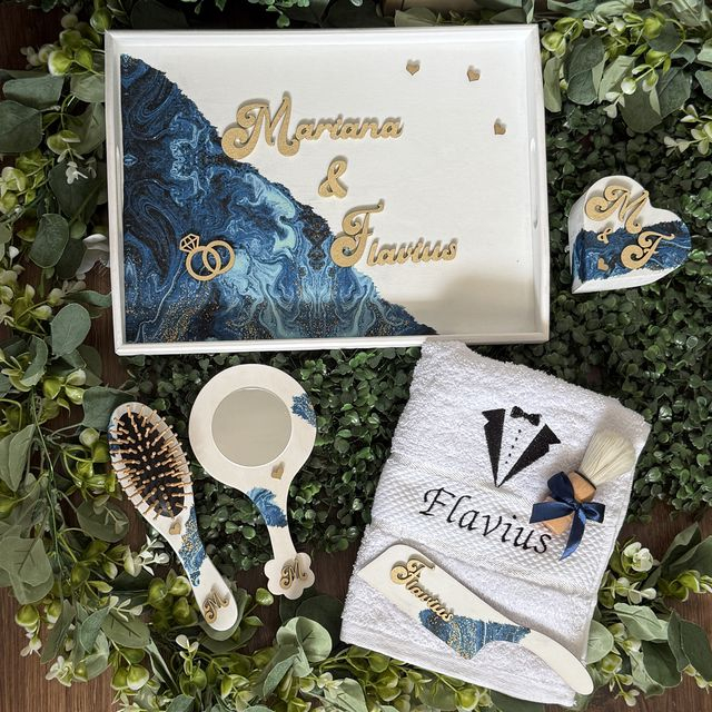 Set mixt personalizat nunta, gatit Mire Mireasa, Galazio [6]