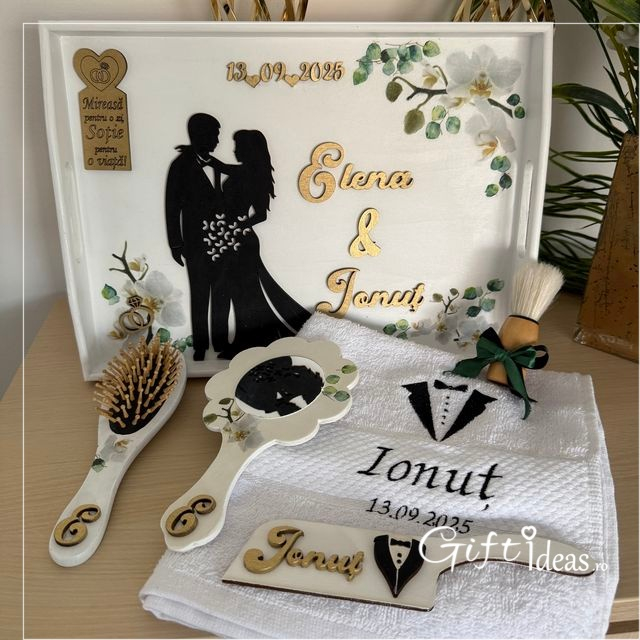 Set mixt personalizat nunta, Mire si Mireasa - Orhidee Delicată [4]