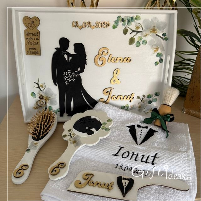 Set mixt personalizat nunta, Mire si Mireasa - Orhidee Delicată [5]