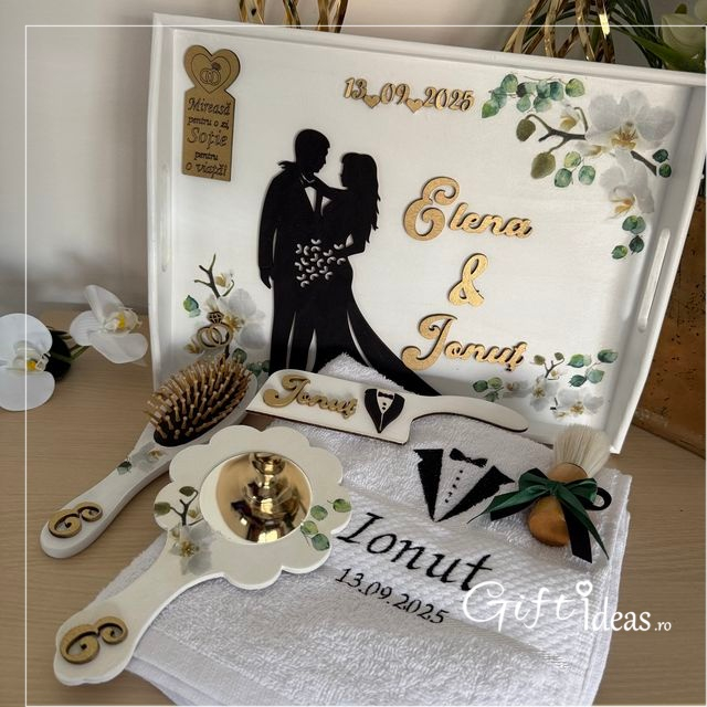 Set mixt personalizat nunta, Mire si Mireasa - Orhidee Delicată [3]