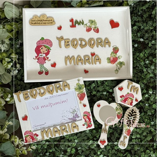 Set moț turtă personalizat – Fetița Căpșunica, Aniversare 1 an [3]