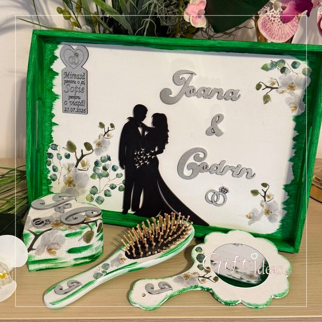 Set gatitul miresei verde smarald, orhidee [2]