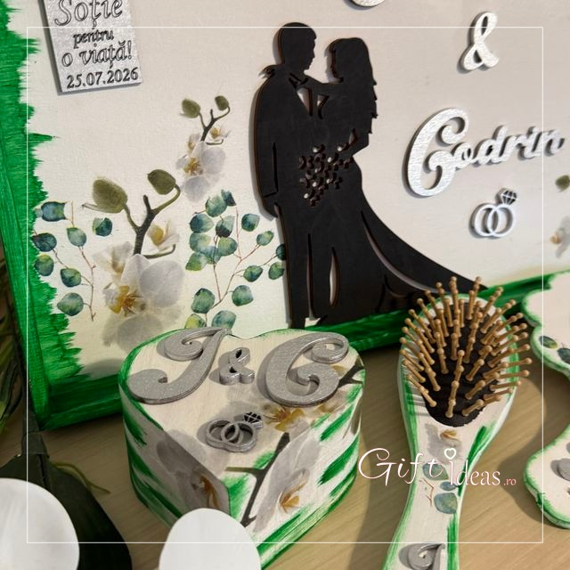 Set gatitul miresei verde smarald, orhidee [3]