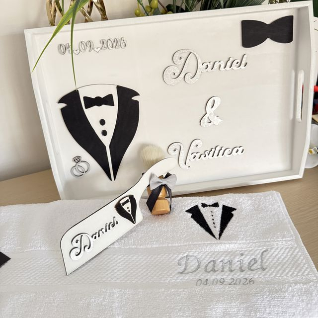 Set nuntă, personalizat - Bărbierit Mire [3]