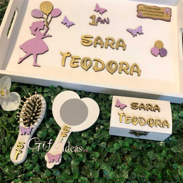 Set personalizat turta, 1an, fetita, Printesa cu baloane [6]