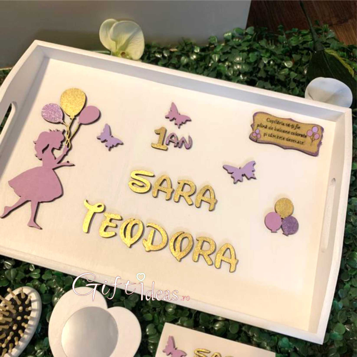 Set personalizat turta, 1an, fetita, Printesa cu baloane [5]