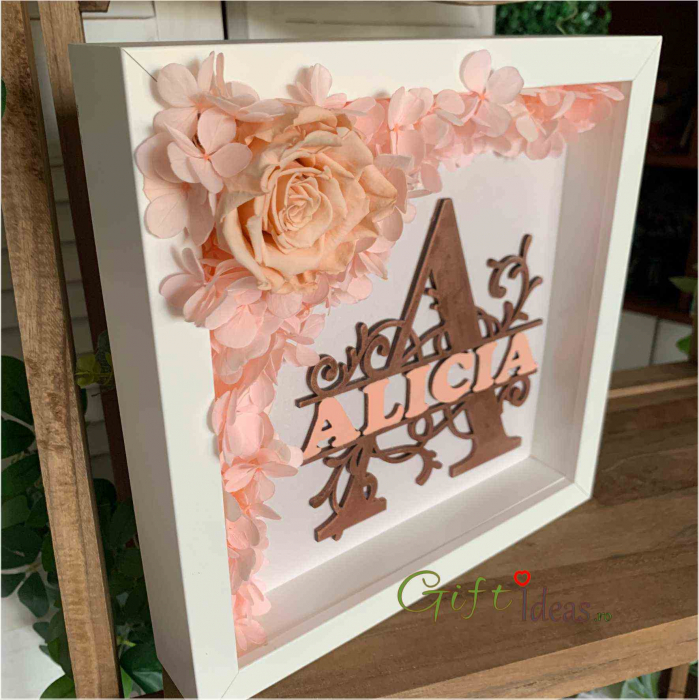 Shadow box personalizat, flori criogenate [3]