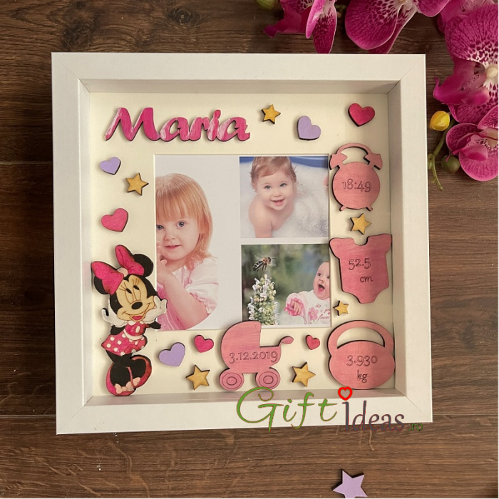 shadowbox, rama foto personalizata, date nastere, minnie [4]