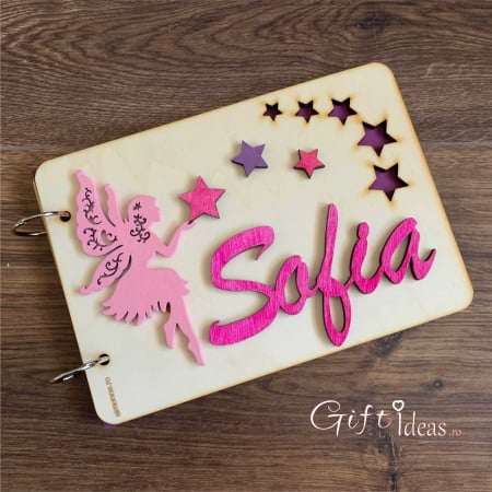 pentru EA - Guest book botez coperti de lemn, Fairy
