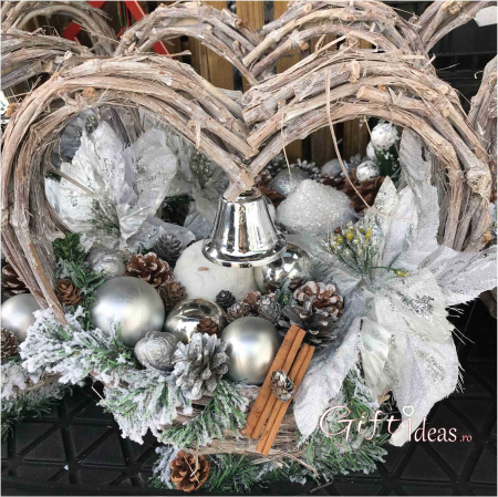Decoratiune masa Craciun, Silver Heart [1]
