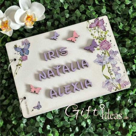 Nou nascut - Caiet de Amintiri cu Fluturi, Personalizat
