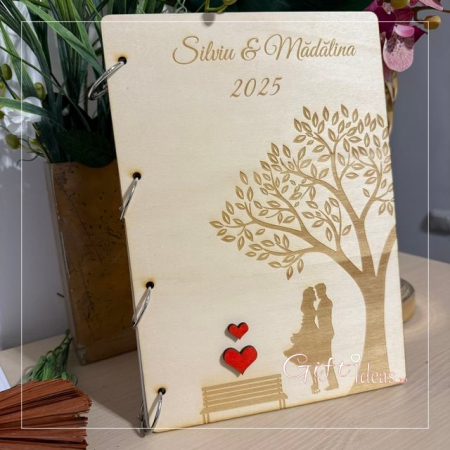 pentru EL - Caiet de amintiri, guestbook nuntă Copacul Vieții, cadou pentru miri, familie