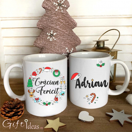 cani personalizate - Cana personalizata cu nume, Craciun fericit