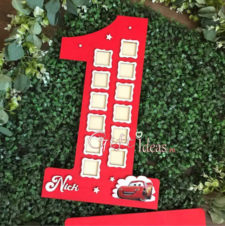 Cifra 1 aniversara cu poze, personalizata nume, masinute Cars [2]