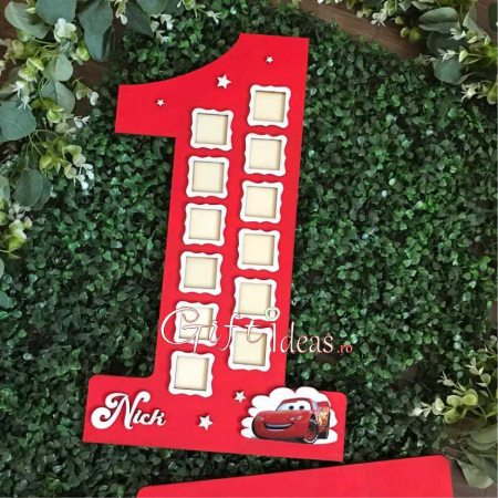 Cifra 1 aniversara cu poze, personalizata nume, masinute Cars [3]