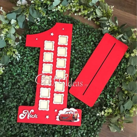Craciun - Cifra 1 aniversara cu poze, personalizata nume, masinute Cars
