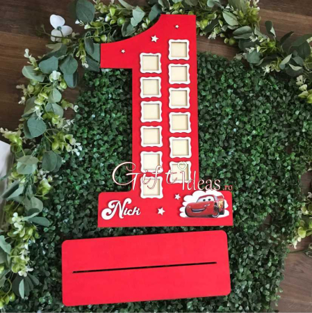 Cifra 1 aniversara cu poze, personalizata nume, masinute Cars [1]