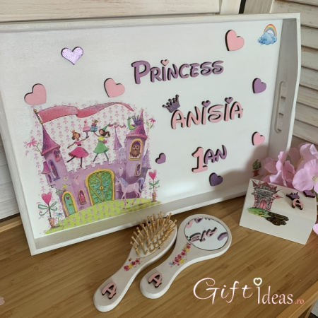 MOT TURTA - Set tavita turta, personalizat, Printesa la castel