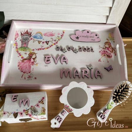 Set personalizat tavita si cutie amintiri, Printesa la castel [2]