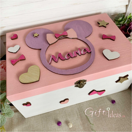 Cadouri BOTEZ - Cufar amintiri trusou botez Minnie Mouse, personalizat
