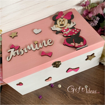 Cadouri BOTEZ - Cufar amintiri trusou botez Minnie Mouse, personalizat