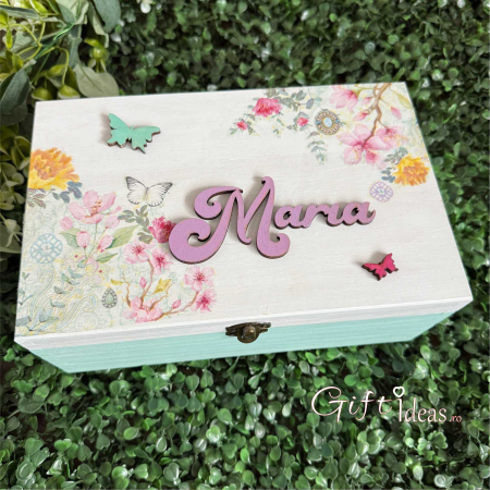 Cutie amintiri personalizata, Flori si Fluturi [1]