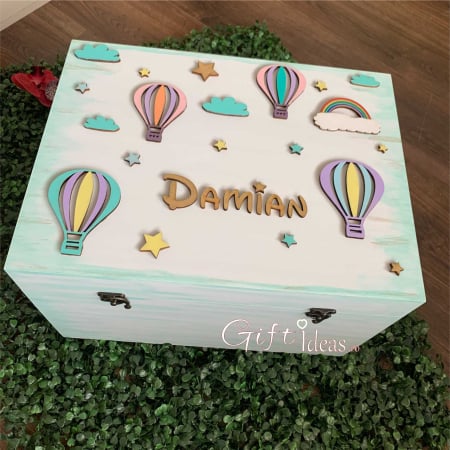 cutii personalizate - Cutie cufar amintiri, Baloane colorate