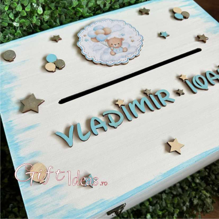 Cutie de dar, cufar amintiri personalizat, Ursuletul cu baloane [1]