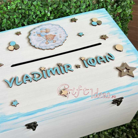 Cutie de dar, cufar amintiri personalizat, Ursuletul cu baloane [4]