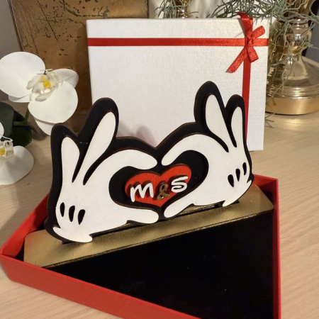 pentru EL - Decoratiune personalizata din lemn - Inima cu initiale