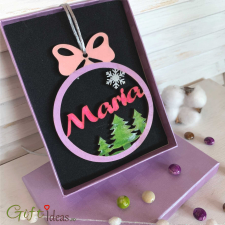 Decoratiune lemn Glob Craciun personalizat [2]