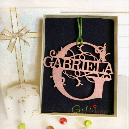 Decoratiune monograma cu nume, rose gold