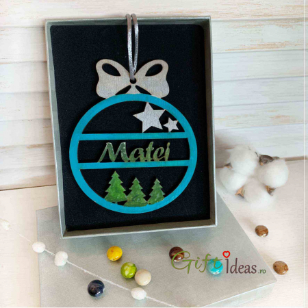 Craciun - Decoratiune Glob Craciun personalizat, turqoise