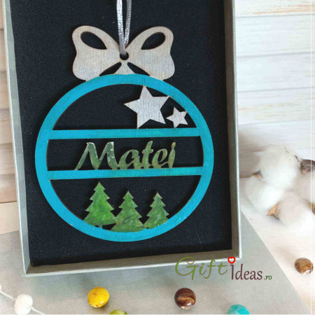 Decoratiune Glob Craciun personalizat, turqoise [1]