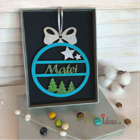 Decoratiune Glob Craciun personalizat, turqoise [2]