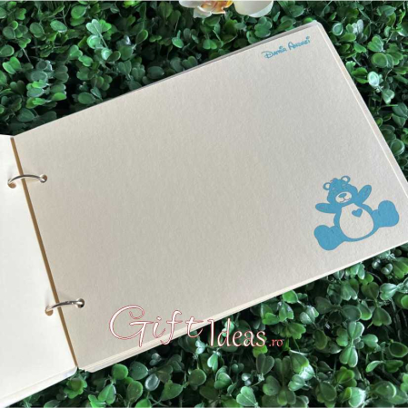 Guest book, caiet de amintiri, jurnal tematic ursulet si balon cu aer,  personalizat cu nume si accesorii. [4]