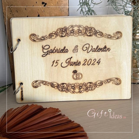 caiete de amintiri - Guestbook lemn gravat nunta "Amintiri pretioase"