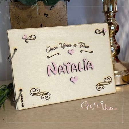 caiete de amintiri - Guestbook lemn gravat nunta botez, Once upon a time