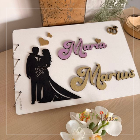 pentru EL - Guestbook Nuntă Personalizat Lemn Pictat Handmade