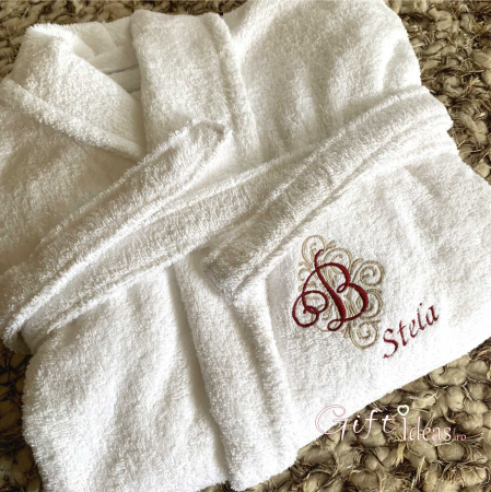Halat de baie Elegant, personalizat cu monograma caligrafica si nume [1]