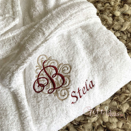 Halat de baie Elegant, personalizat cu monograma caligrafica si nume [2]